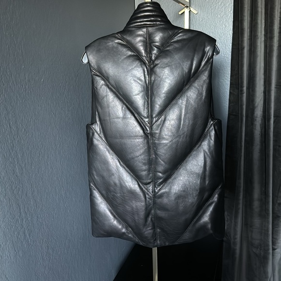 Helmut Lang women’s Black Oversized Leather Dawn Puffer Jacket/Vest Size P/S NWT - Picture 3 of 12